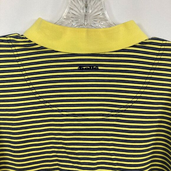 Bolle‎ Polo Shirt Mens Sz M Yellow Navy Blue Striped Cotton Short Sleeve Golf - Picture 4 of 9